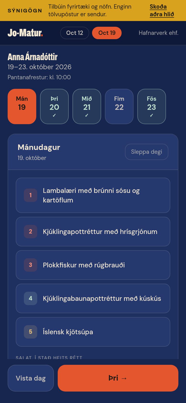 Starfsmaður velur rétt í síma