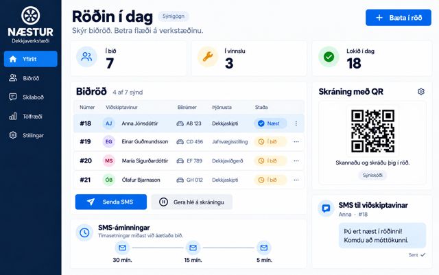 Næstur stjórnborð: Röðin í dag á dekkjaverkstæði